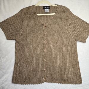 Vintage Sag Harbor Women's Silk Blend Sweater Cartigon Button up Short Sleeves